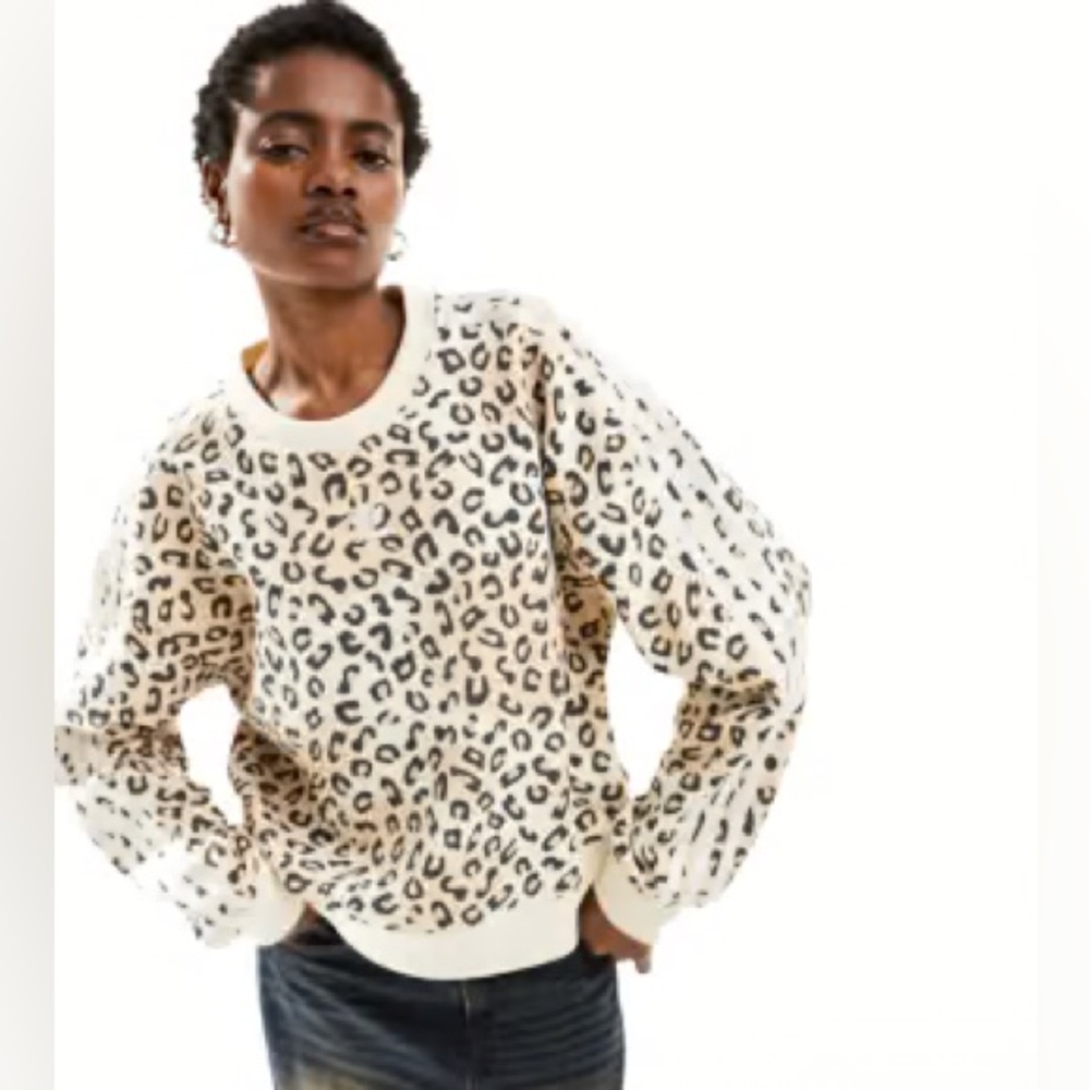 ADIDAS ORIGINALS LEOPARD LUXE TREFOIL CREW SWEATSHIRT - Picture 3 of 9
